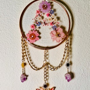 Custom Initial Suncatcher: Floral Resin Glass Art, Dried Flowers