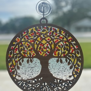 Fall Tree Resin Art Suncatcher