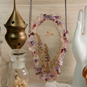 Floral Crystal Coffin Suncatcher: Resin Dried Flower Terrarium