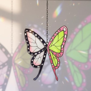 Butterfly Resin Suncatcher, Ka.na.o Butterfly Hairpin Suncatcher, Anime Stained Glass Window Hanging, De.mon. Slay.er gift for otaku