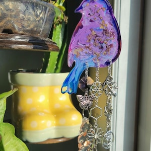 Cloudy purple birdie suncatcher